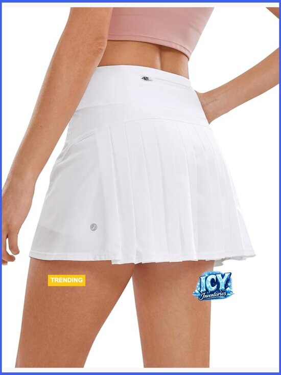 Dresses & Skirts - High Waisted Pleated Tennis Skort with Pockets, Built-in Shorts